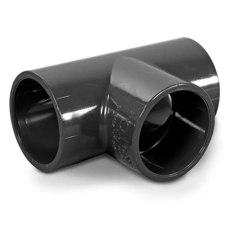 PVC T-Stück 90°, 3x Klebemuffe, 50 mm Echt