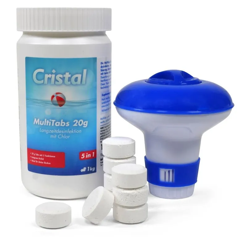 CRISTAL SET MultiTabs Chlor 5 in 1 (20g) + Chlordosierer Neu