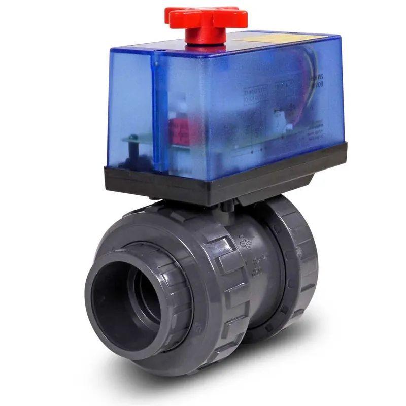 Praher 2-Wege PVC Kugelhahn Ø 40mm mit elektrischem Stellantrieb 12-24 Volt Top-Preis