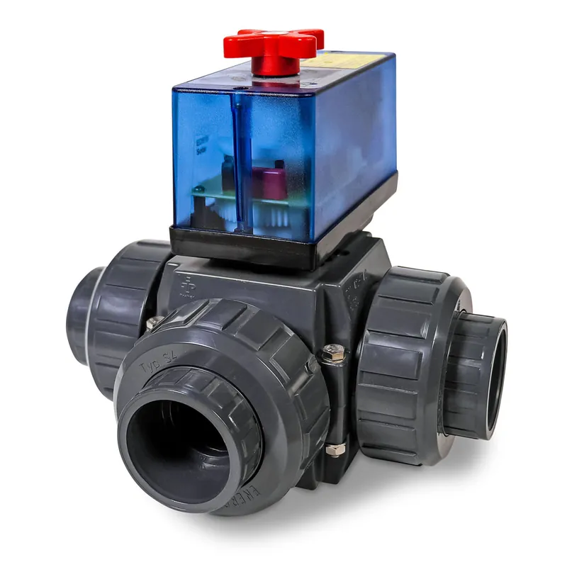 Knallerangebot Praher 3-Wege Ø 50mm PVC Kugelhahn mit elektrischem Stellantrieb 24V