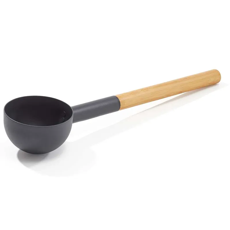 Neu KOLO Sauna Kelle 2 Schwarz mit Bambus Griff