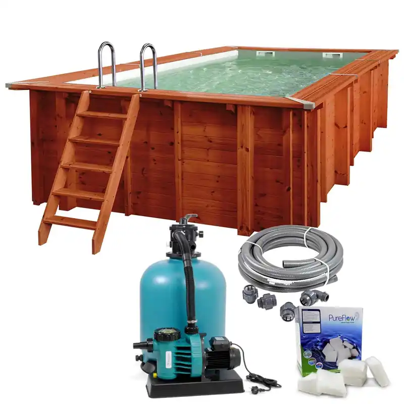 Ausverkauf SET ''S''> Sumatra Rechteck Massivholzpool 6,00 x 3,00 x 1,38 m