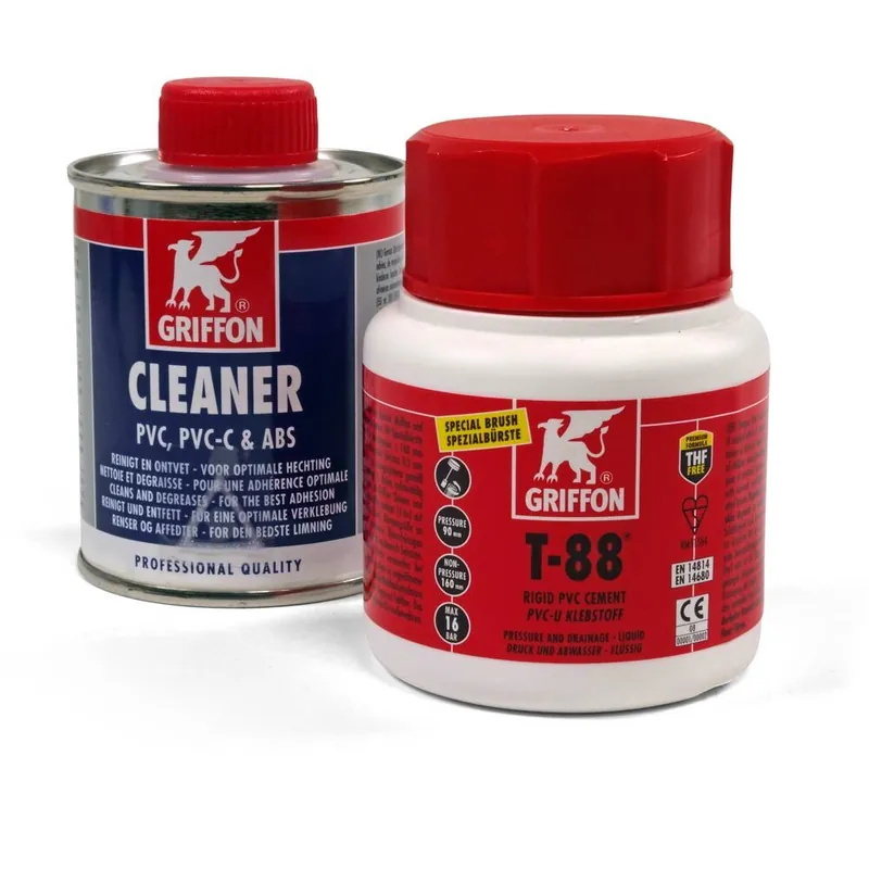 Neuheit Spar-SET> Griffon PVC Kleber T-88, 100 ml + Cleaner 125ml