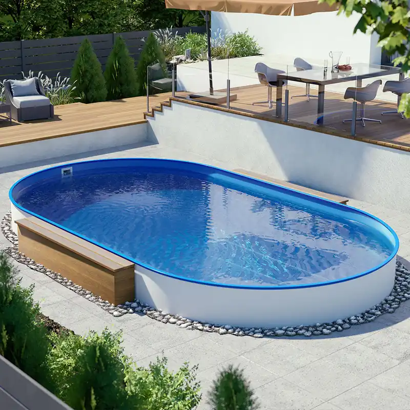 Top-Angebot Ovalpool Stahlwandbecken 6,23 x 3,60 x 1,50 m, Folie blau 0,80 mm