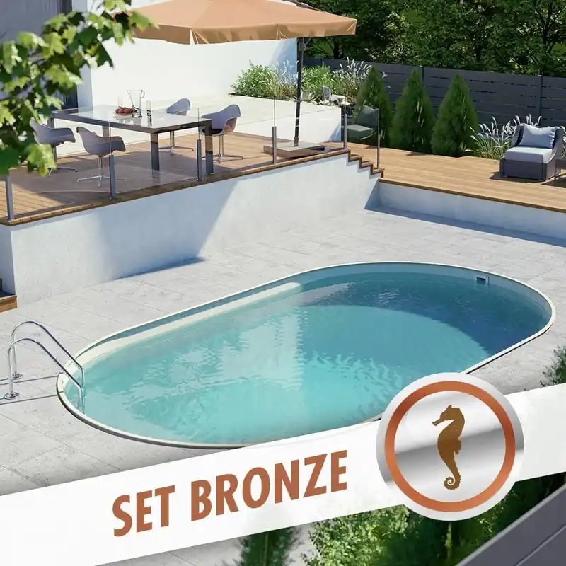 Sofort Bestellen Ovalpool-Set BRONZE 6,23 x 3,60 x 1,50 m, Folie sand 0,80 mm, eingelassen