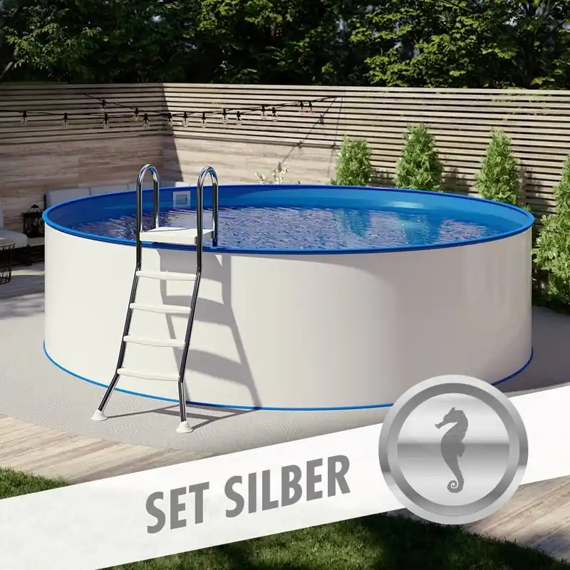 Solange Der Vorrat Reicht Rundpool-Set SILBER Ø 3,00 x 1,20 m, Folie blau 0,80 mm, aufgestellt