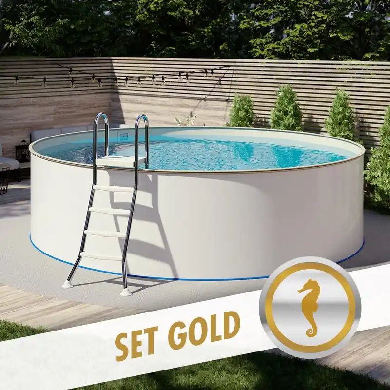 Top-Seller Rundpool-Set GOLD Ø 3,00 x 1,20 m, Folie sand 0,80 mm, aufgestellt