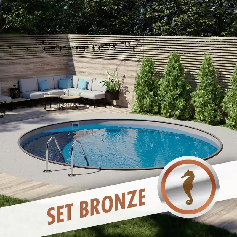 Begrenztes Angebot Rundpool-Set BRONZE Ø 3,00 x 1,20 m anthrazit, Folie grau, eingelassen