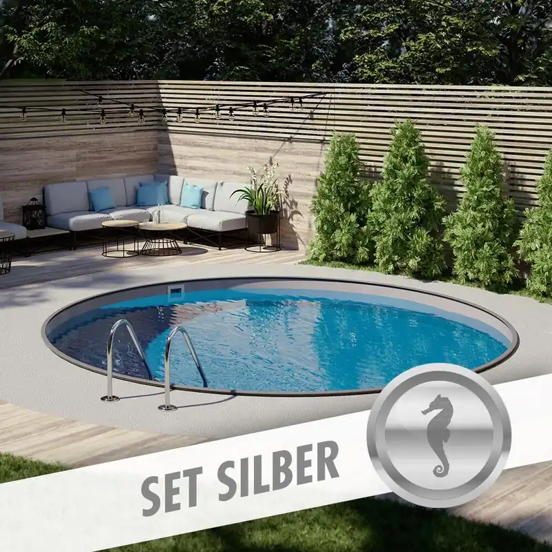 Beliebt Rundpool-Set SILBER Ø 3,50 x 1,20 m anthrazit, Folie grau, eingelassen