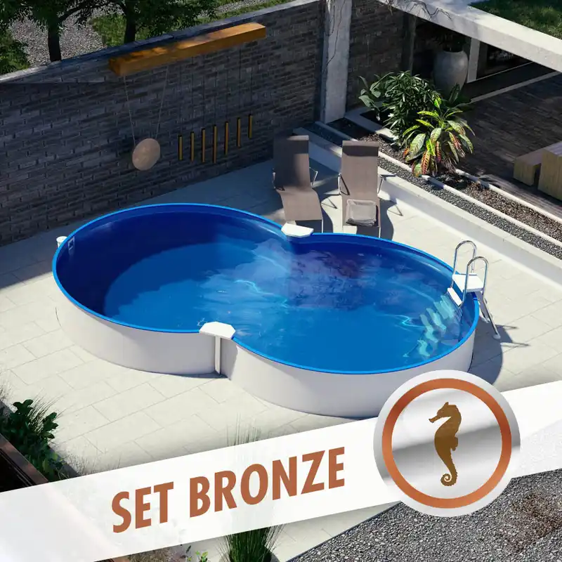 Neue Kollektion Achtform-Set BRONZE 5,25 x 3,20 x 1,35 m, Folie blau 0,80 mm, teileingelassen