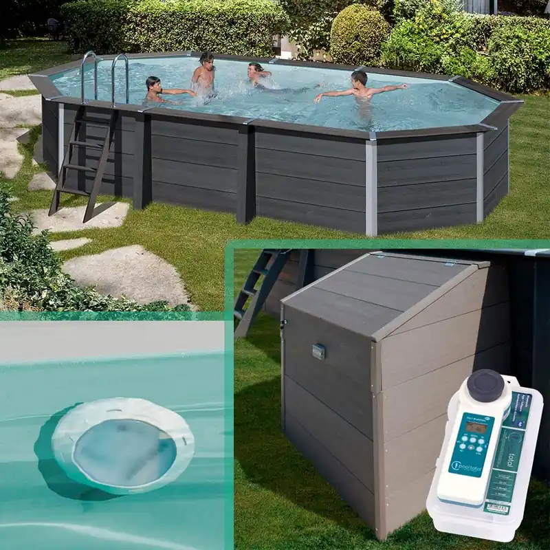 Set BASIC+ Composite Ovalpool 6,64 x 3,86 x 1,24 m + LED Preisknaller