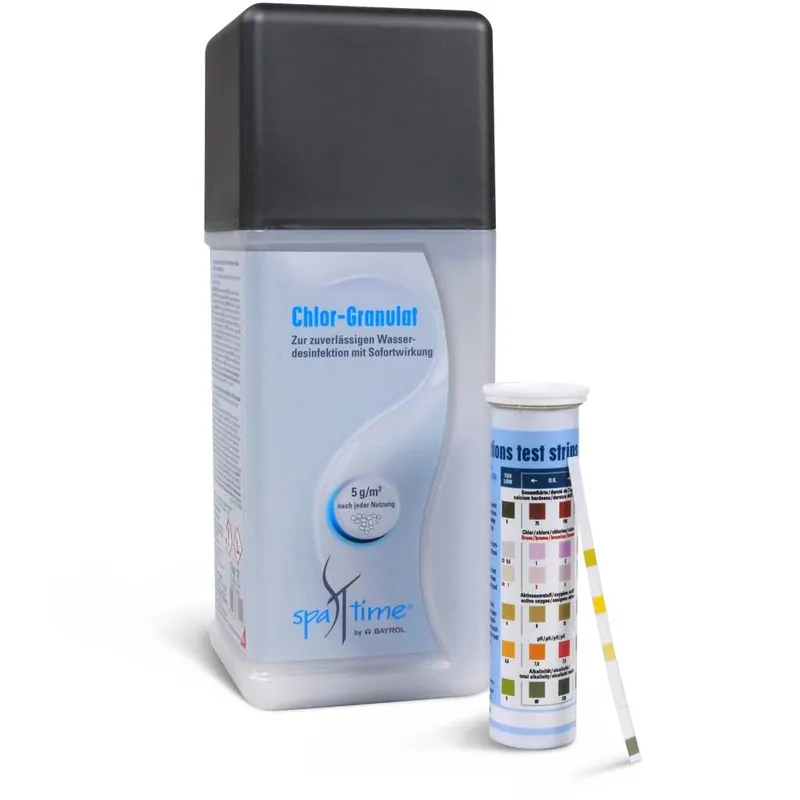 Nur Für Kurze Zeit SET> SpaTime Chlor + TestStrips 1,1 kg