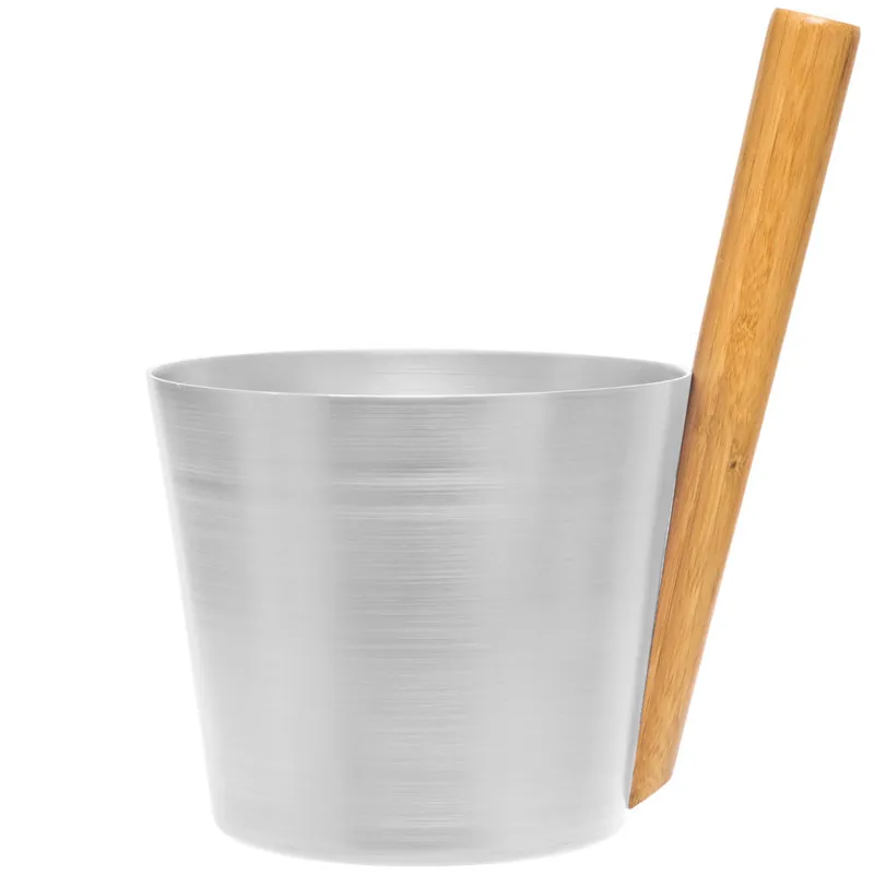Kracherpreis Rento Saunaeimer Aluminium SILBER mit Bambusgriff