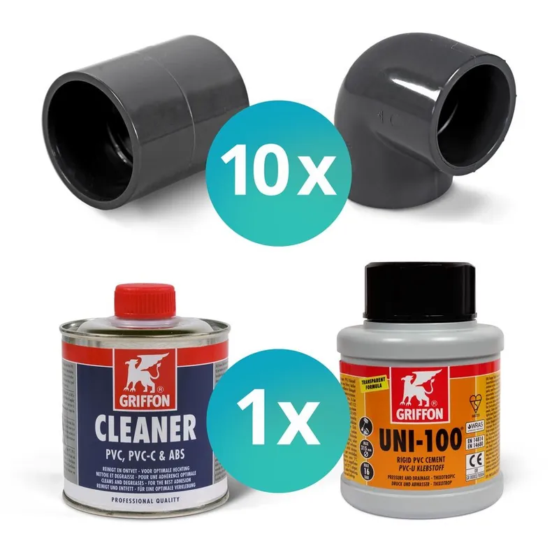 Zertifiziert PVC Anschluss-SET Ø 50 mm (22-tlg.)