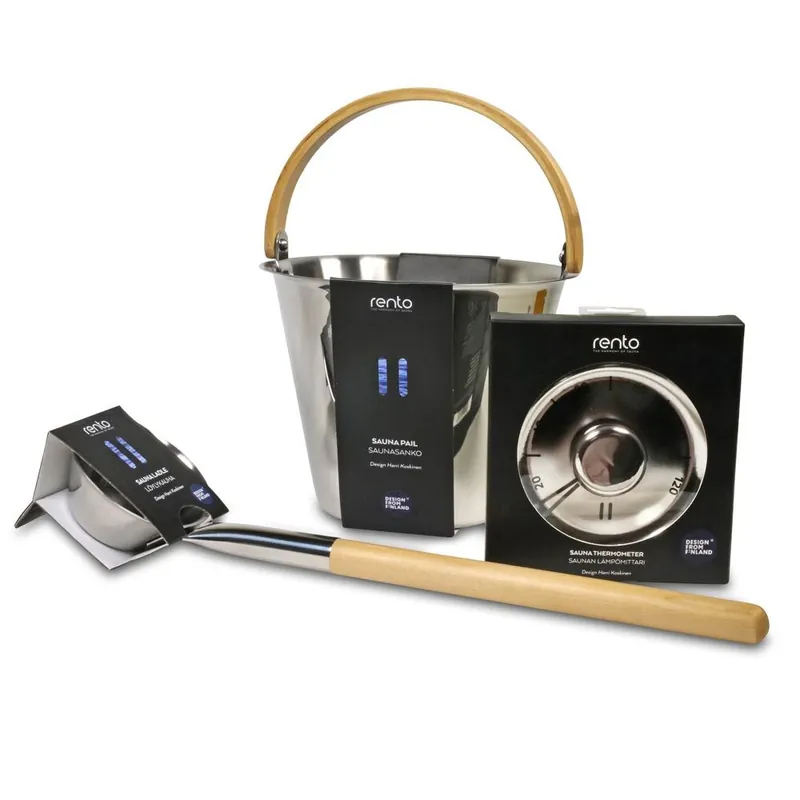 SET> Rento Saunakübel, Kelle + Thermometer Edelstahl Rabatt