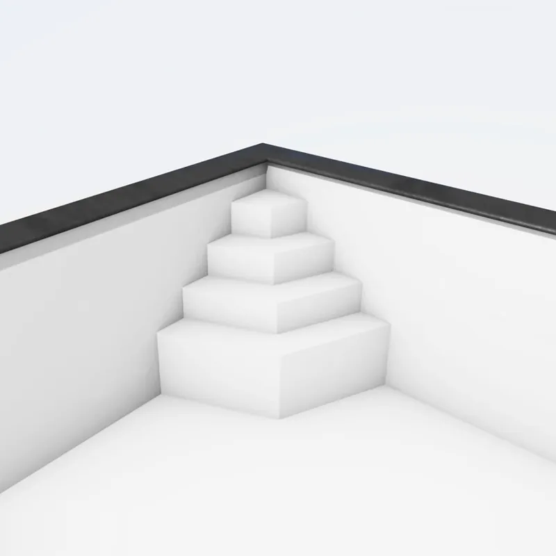 Must-Have TrendStone Ecktreppe Smaragd 118 x 118 cm | H 128 cm 4-stufig für Beckentiefe 150 cm | Polystyrol | Kunststoffbeschichtung