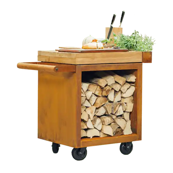 Heißes Angebot OFYR Mise-En-Place Table 65 Pro Corten & Teakholz