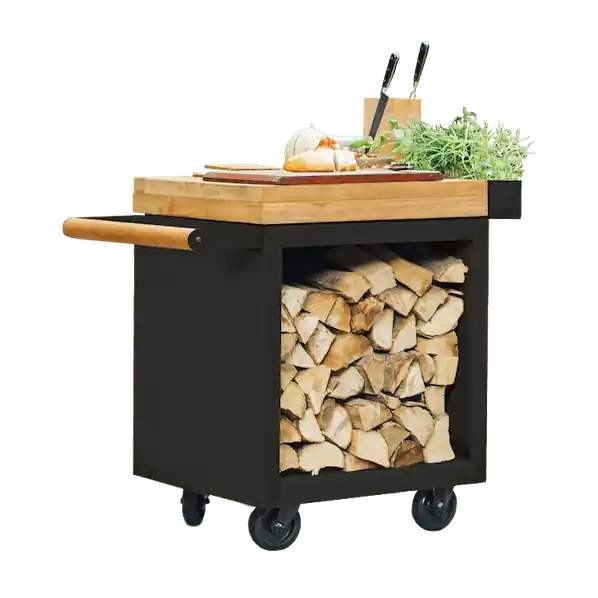 Wochenendangebot Mise-en-Place Table Black 65 Pro Teakwood Arbeitsplatte