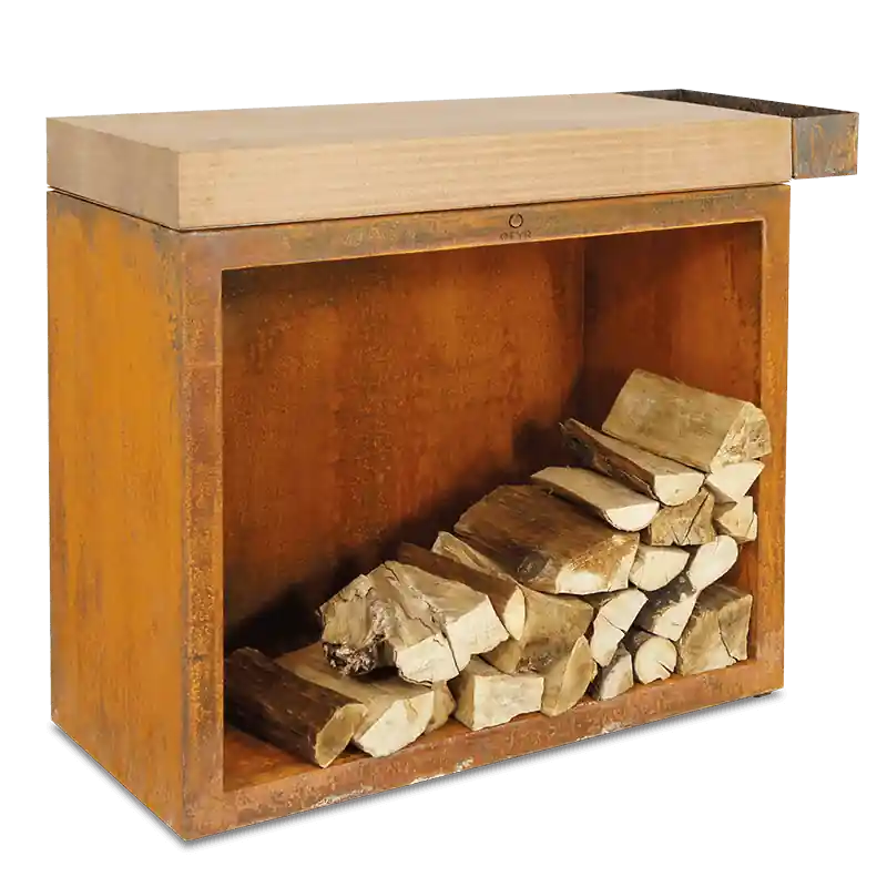 Geprüft OFYR Butcher Block Storage 90 Corten & Teakholz