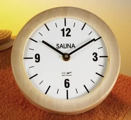 Abverkauf Eliga Sauna-Uhr elektrisch rundes Holzgehäuse 210 mm