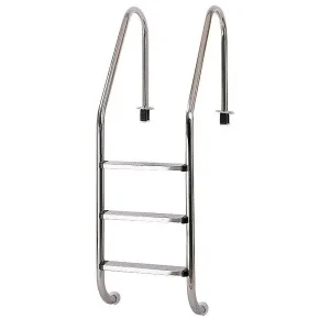 Aktion Einbauleiter Edelstahl 3-stufig weiter Holm Beckentiefe von 1,0 m Schwimmbad Leiter Classic Aktuell