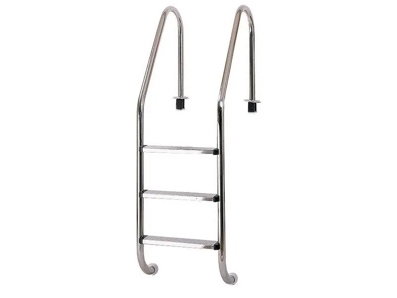 Aktion Einbauleiter Edelstahl 3-stufig weiter Holm Beckentiefe von 1,0 m Schwimmbad Leiter Classic Aktuell