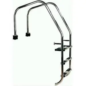 Einbauleiter Edelstahl V4A Deluxe 4-stufig Überlaufrinne Schwimmbad Leiter Aktuell