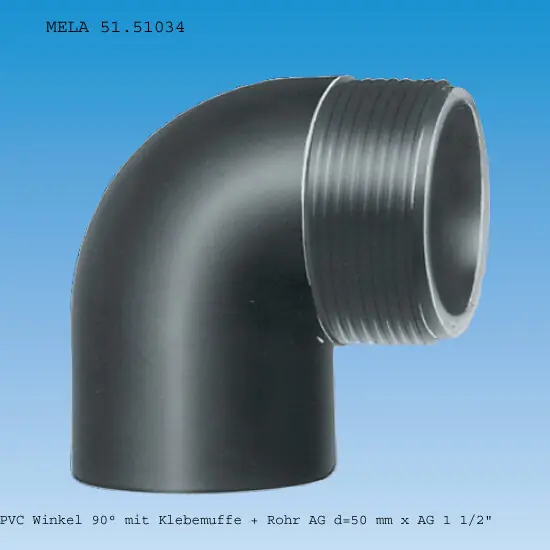 Online Kaufen PVC Winkel 90° Ø 50 mm Klebemuffe x 1 1/2" AG