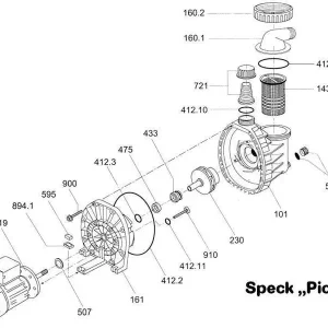 Speck Klarsichtanschluss mit Überwurfmutter und O-Ring für Speck Picco Pumpe Neu Im Sortiment