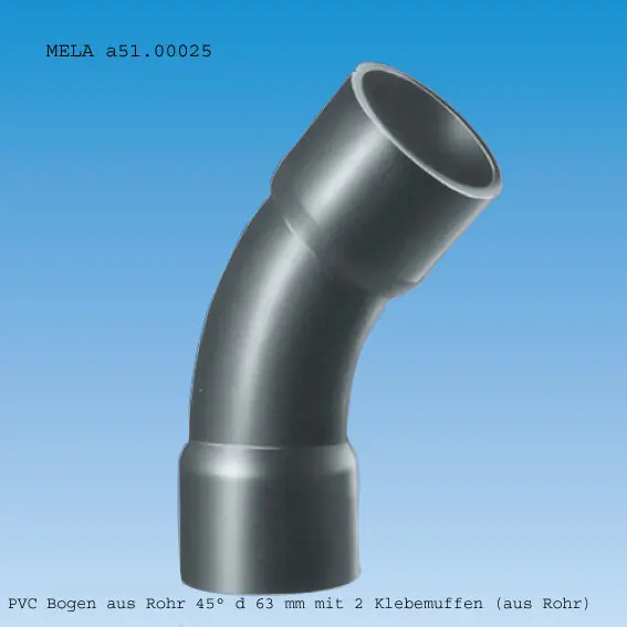 PVC Bogen 45° Klebemuffe Ø 63 mm Schnäppchen
