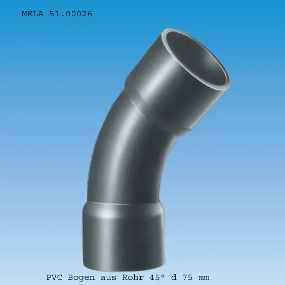 PVC Bogen 45° Klebemuffe Ø 75 mm Neu