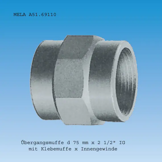 PVC Übergangsstück verstärkt Klebemuffe Ø 75 mm x 2 1/2" IG Sichere Zahlung