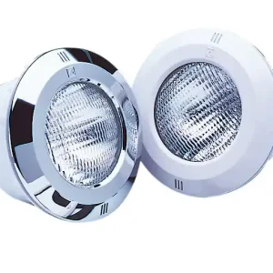 Billig Unterwasserscheinwerfer 300W/12V für Folienbecken runder Edelstahl-Blende Kunststoffflanschsatz