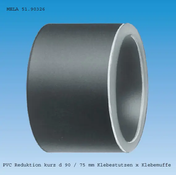 PVC Reduktion kurz 90 x 75 mm Klebestutzen und Klebemuffe Direkt Vom Hersteller