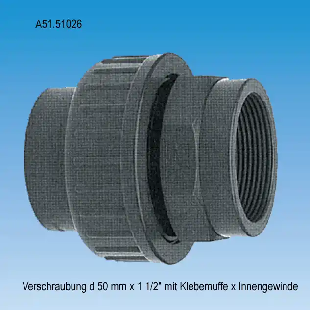 Jetzt Kaufen PVC Verschraubung 50 mm x 1 1/2" mit Klebemuffe und Innengewinde