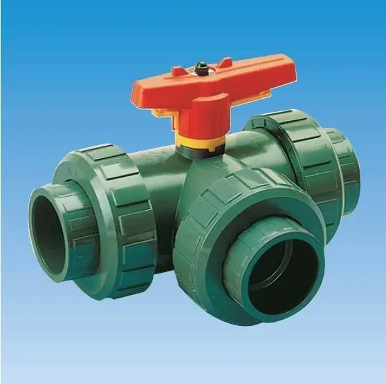 PVC 3-Wege-Kugelhahn d 40 mm mit Klebemuffen T-Kugel Solange Der Vorrat Reicht