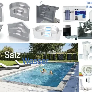 BALI Salzwasser Schwimmbad Rechteckbecken Komplettset Salzwasserpool Top Technik Saisonangebot