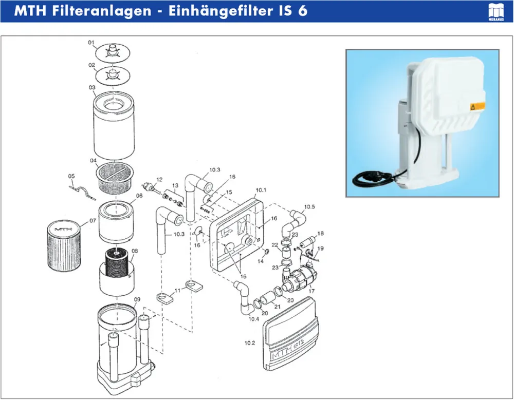 Sonderaktion Ersatzteil MTH Filterinnengehäuse-Oberteil SK 2, IS 6 - IS 12 Teil Nr 06
