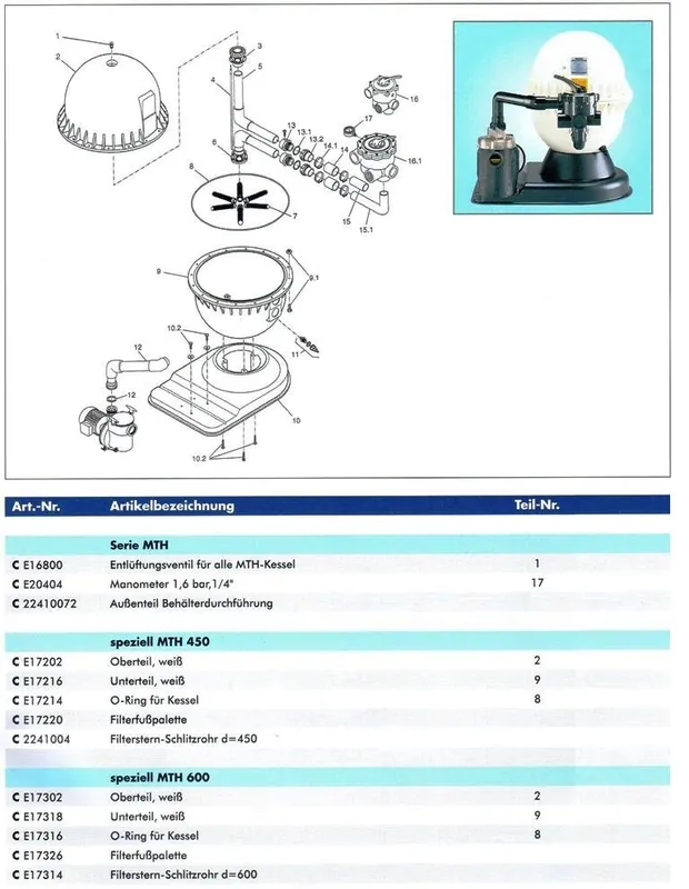 Top-Seller MTH unteres Mittelstück /KS 10-16 unterer Verrohrung und Filterstern
