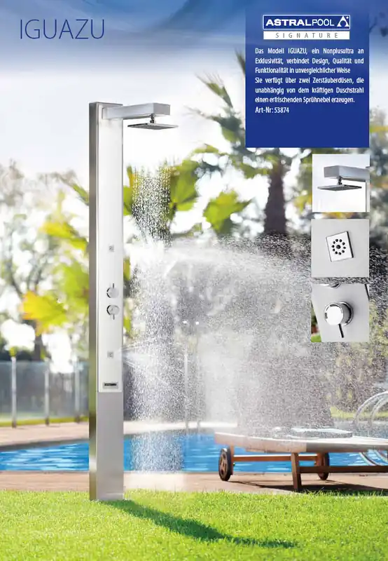 Astral Edelstahl-Standbrause IGUAZU Perfection Kalt- & Warmwasser Nur Für Kurze Zeit