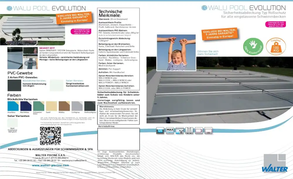 WALU Pool Evolution Rollschutz Sicherheitsabdeckung inkl. Kurbel Neu