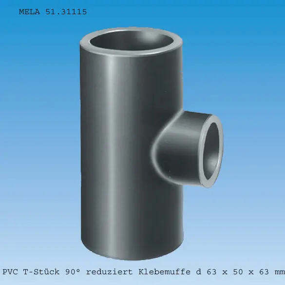 PVC T-Stück 90° reduziert Klebemuffe d 63 x 50 x 63 mm Sichere Zahlung