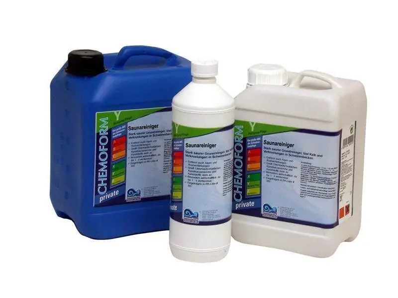 Abverkauf Chemoform Saunareiniger 1 l macht Holzliegen, Fußböden und Kunststoffoberflächen (außer Acrylglas) hygienisch sauber