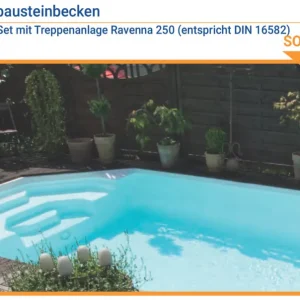 Finale Aktion BALI Rechteckbecken Set Superpaket mit Treppenanlage Ravenna 250