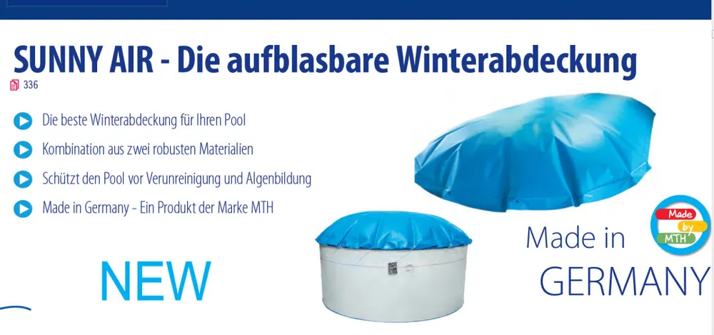 Aufblasbare Winterabdeckung SUNNY AIR mit Gummiseil Oval- & Achtformbecken Blau mit Seil Neu Im Sortiment