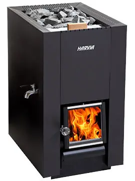 Harvia holzbeheizter Saunaofen Linear 28 ES mit integrierten Wasserbehälter Schnäppchen