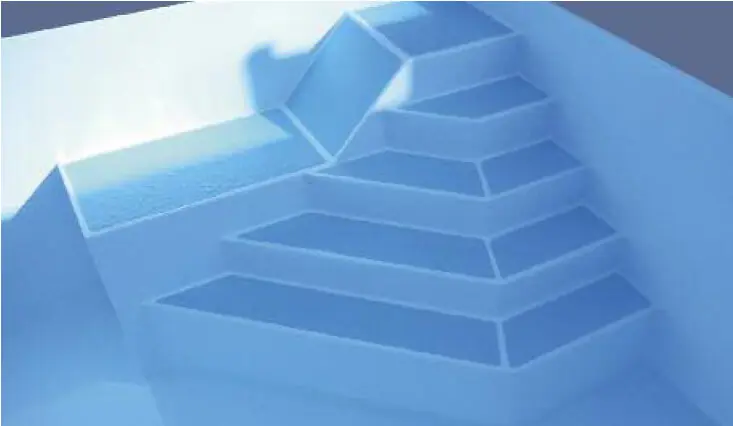 Schwimmbad Polystyrol Einbau Ecktreppe ERGO mit Sitz-/Liegefläche Neu