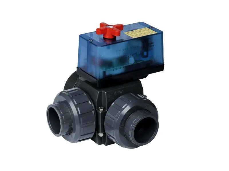 Praher 3-Wege-Kugelhahn Ø 50mm mit elektrischem Stellmotor 230 V Modell S4 EO510 ECO Sichere Zahlung