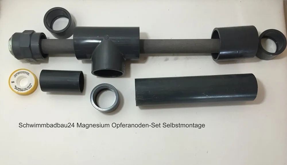 Schwimmbadbau24 Magnesium-Opfer-Anode mit IG 1 1/4'' für Salzwasser Schwimmbadinstallation Abverkauf