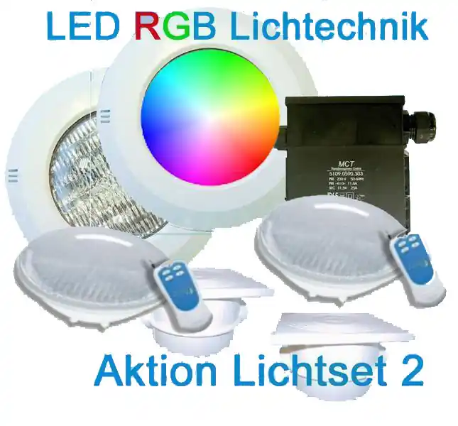 Beleuchtungsset LED RGB Lichtset 3 12 V Unterwasserscheinwerfer inkl. Fernbedienung Knallerangebot